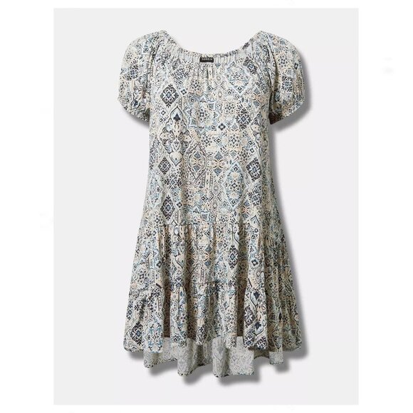 TORRID NWT Gauze Puff Sleeve Tiered Drop Waist Boho Dress - Picture 1 of 5